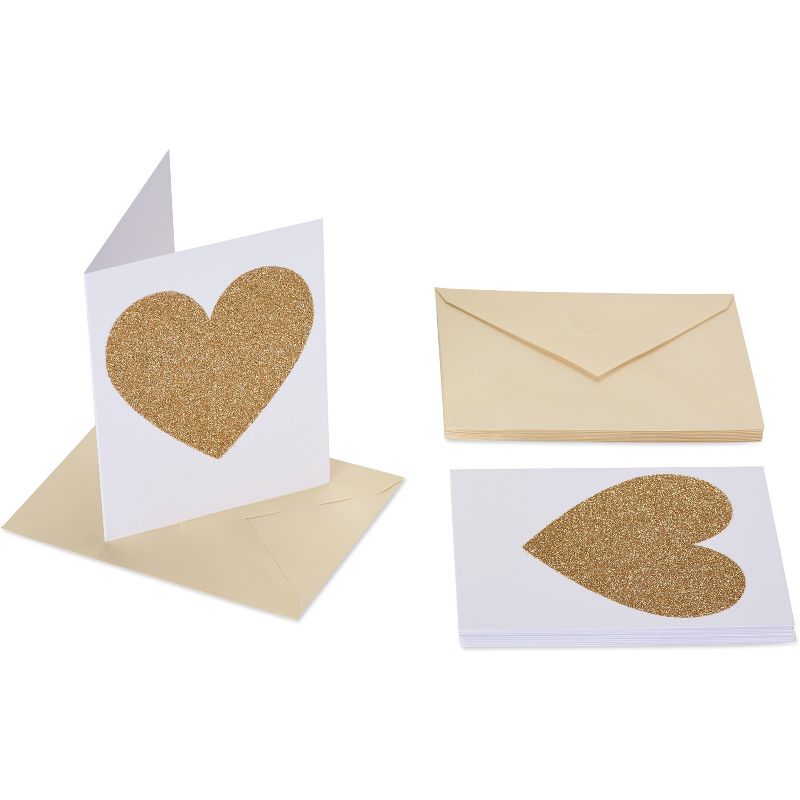 10ct Blank Cards with Envelopes Heart Gold, 3 of 7