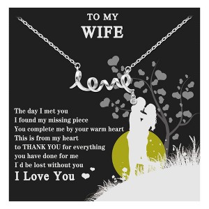 Wife Greeting Card Gift Sterling Silver Love Necklace Women Ginger Lyne Collection - 1 of 4