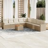 vidaXL Patio Sofa Set with Cushions Outdoor Furniture 10 Piece Poly Rattan - Beige and Cream - 2 of 4