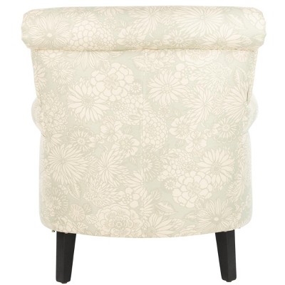 Ivory Floral Wood Accent Arm Chair