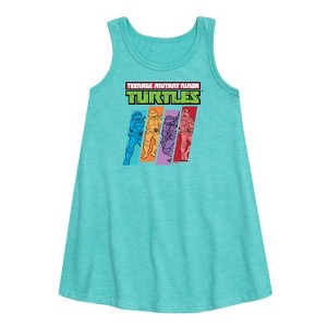 - Teenage Mutant Ninja Turtles - Color Stripes Graphic Sleeveless Aline Dress - 1 of 2