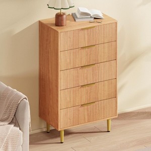 Acekool Dresser, Fluted Panel & Golden Handles, Large Capacity Organizer for Bedroom, Black/White/Natural/Green - 1 of 4