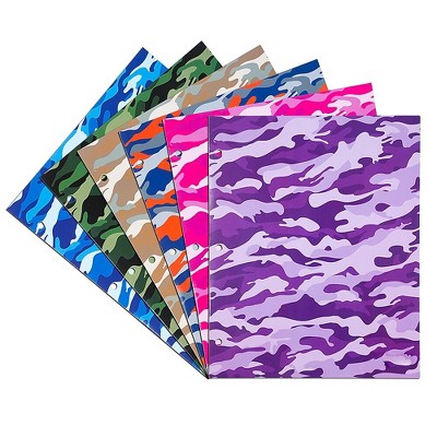 JAM Paper Glossy 3-Hole Punched 2-Pocket School Folders Assorted Camo 31237922