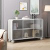 47.25" Glass Sliding Door Storage Cabinet for Kitchen, Living Room, Bathroom with Iron Frame - 2 of 4