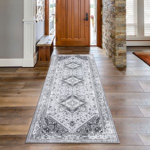 Vintage Area Rug Washable Floral Print Floor Carpet Non Slip Farmhouse Accent Rugs Oriental Distressed Low Pile Floor Mat for Bedroom Room Living Room - 1 of 4