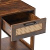 Okak 15.75" Rattan Rustic End Table with Drawer Modern Side Table Nightstand Outdoor&Indoor for Living Room Bedroom, Rustic Brown - 4 of 4
