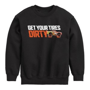Boys' - Cars - Get Your Tires Dirty Graphic Long Sleeve Fleece Sweatshirt - 1 of 4