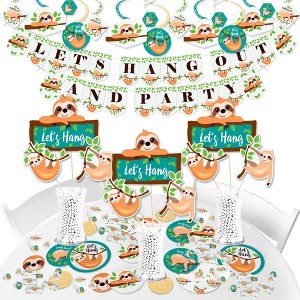 Big Dot of Happiness Let's Hang - Sloth - Baby Shower or Birthday Party Supplies - Banner Decoration Kit - Fundle Bundle - 1 of 4