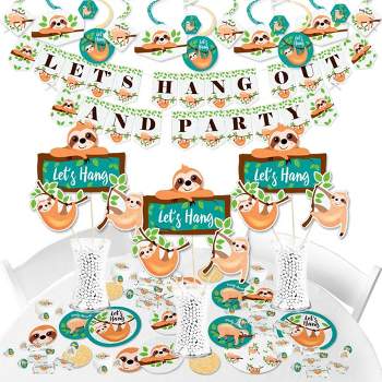 Big Dot of Happiness Let's Hang - Sloth - Baby Shower or Birthday Party Supplies - Banner Decoration Kit - Fundle Bundle