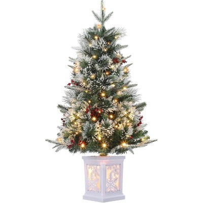 3 Ft Pre-Lit Christmas Tree, Artificial Christmas Trees with Base, Xmas Trees with 78 LED Lights, Battery Operated and Timer Function