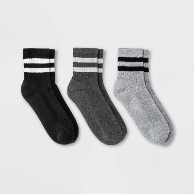 Women's Striped 3pk Ankle Socks - Universal Thread™ Heather Gray ...
