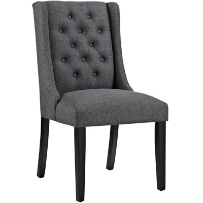 Gray Upholstered Wood Parsons Side Chair with Tufted Embellishment