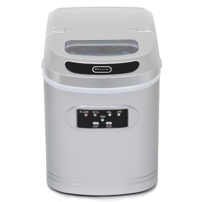 Compact Metallic Silver Freestanding Portable Ice Cube Maker