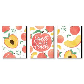 Big Dot of Happiness Sweet as a Peach - Fruit Kitchen Wall Art and Kids Room Decor - 7.5 x 10 inches - Set of 3 Prints