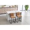 Coffee Counter Height Bar Stool Set of 2, Upholstered Linen Bar Stool - 2 of 4