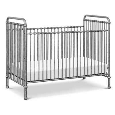 silver metal crib