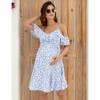 Maternity Nursing Dress Womens V-Neck Spaghetti Strap Ruffle Sleeve Daisy Printed Floral A-Line Tiered Flowy Swing Dress - 4 of 4