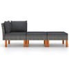 vidaXL 3 Piece Patio Lounge Set Poly Rattan and Solid Eucalyptus Wood - 2 of 4