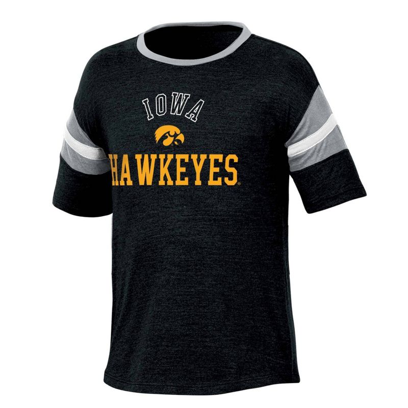 NCAA Iowa Hawkeyes Girls&#39; Short Sleeve Striped Shirt, 1 of 4