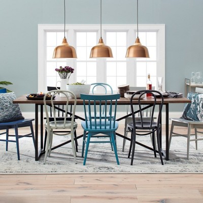 Set of 2 Emery Metal Bistro Chair Matte Black - Threshold™: Steel Frame, No Assembly, Curved Back