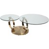 HomeRoots 32" Clear And Gold Glass And Metal Round Abstract Coffee Table - 4 of 4