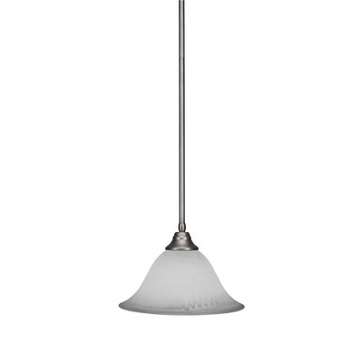 Toltec Lighting Any 1 - Light Pendant in  Brushed Nickel with 14" White Alabaster Swirl Shade