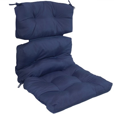 Sunnydaze Indoor/Outdoor Olefin Polyester Tufted High Back Patio Dining Chair Cushion - 23" x 47" - Blue