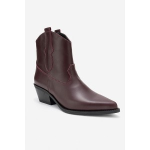 Elia - Burgundy Leather Western Boot (Women) burgundy cilt 8 Forever & Always Shoes US - 1 of 4