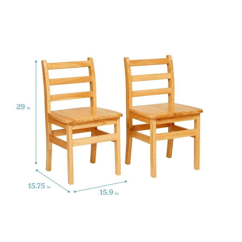 ECR4Kids Three Rung Ladderback Chair, Classroom Seating, Natural, 2-Pack, 3 of 11