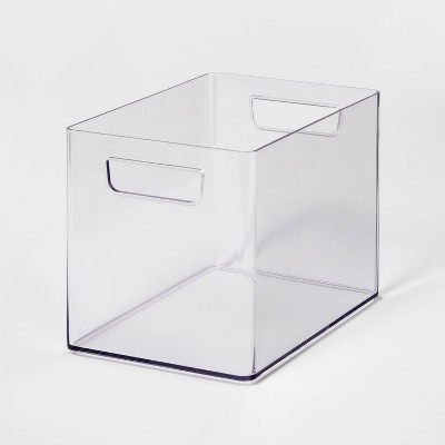 Large 9 x 6 x 6.5 Bathroom Organizer Bin with Handles Clear - Brightroom™