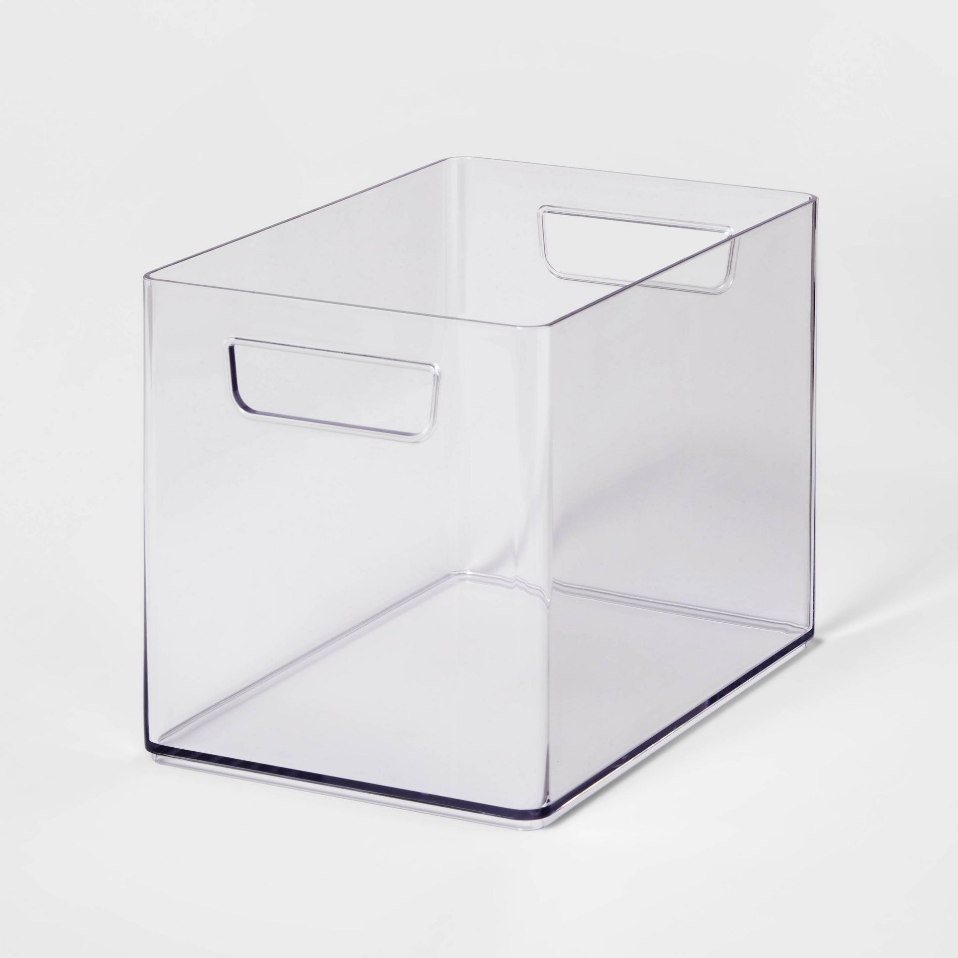 Medium Bathroom Organizer Bin with Handles Clear - Brightroom™: PETG, 6.5" Height, 9" Depth, 6" Width, Organizing Bin