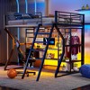 TIRAMISUBEST Full Size Metal Gaming Bed with Built-in Desk and LED Light, Storage Loft Bed with Open Wardrobe - 3 of 4