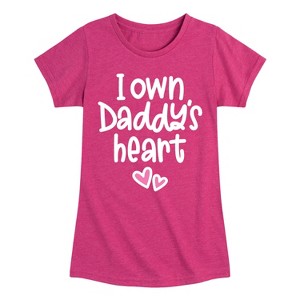 Girls' - Instant Message - I Own Daddy's Heart Fitted Short Sleeve Graphic T-Shirt - 1 of 4