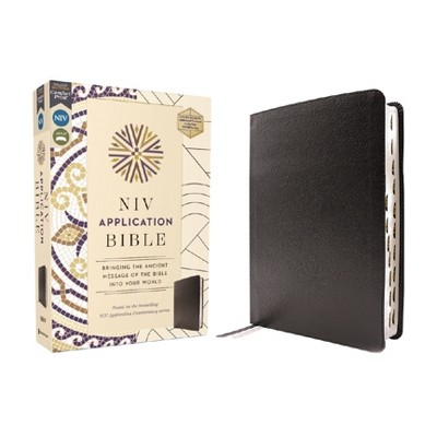 NIV Application Bible, European Bonded Leather, Black, Red Letter, Thumb Indexed, Comfort Print - (NIV Application Commentary Resources)