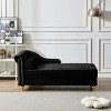 60.6" Velvet Chaise Lounge Chair with Hidden Storage, Modern Upholstered Recliner with Gold Legs for Bedroom Living Room-3irtyhousy - 3 of 4