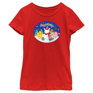 Girl's Pokemon Christmas Happy Holidays Snowman T-Shirt - 1 of 4