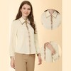 Allegra K Women's Contrast Collar Long Sleeve Office Button Down Shirts - 2 of 3