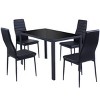 Tangkula 5 PCS Kitchen Dining Table Set Breakfast Furniture w/ Glass Top  Padded Chair - 4 of 4