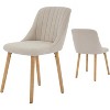 Dining Chairs Set of 2, Upholstered Kitchen Chairs with Oak Legs - 300Lbs Weight Capacity, Easy Clean Fabric, Ergonomic Curved Backrest - 2 of 4