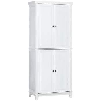 HOMCOM 4-Shelf White 72.5 Pinewood Large Kitchen Pantry Storage