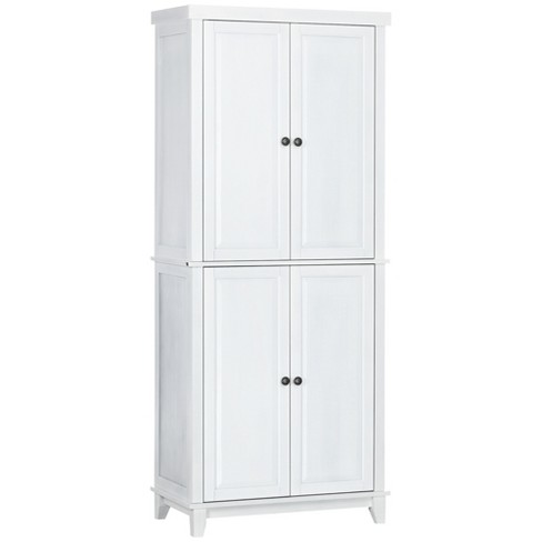 HOMCOM 3-Shelf White 72.5 Pinewood Large Kitchen Pantry Storage