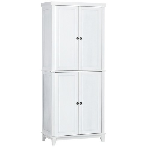 Extra Large Storage Cabinet White Wood Tall 2 Doors Shelves Home Office  Kitchen