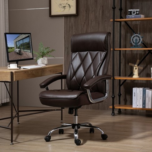 Adjustable High Back Swivel Office Chair Leather Ergonomic Computer Desk Seat 