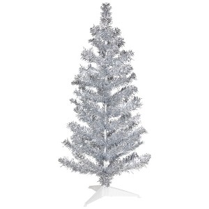 Northlight Artificial Tinsel Christmas Tree - 3' - Silver - Unlit - 1 of 4