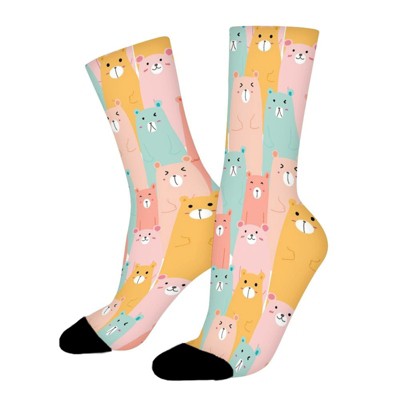 Cute Bears Women Printed Crew Socks Funny Funky Socks Soft Polyester Novelty Gifts for Artists Men