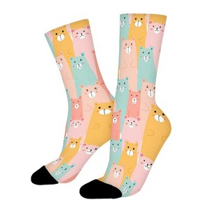 Cute Bears Women Printed Crew Socks Funny Funky Socks Soft Polyester Novelty Gifts for Artists Men - 1 of 1