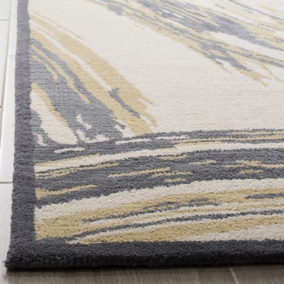 Handmade Gray and Beige Abstract Wool Area Rug