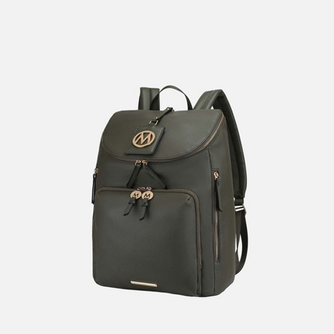MKF Collection Angela vegan Leather Large Travel Backpack by Mia K- Olive