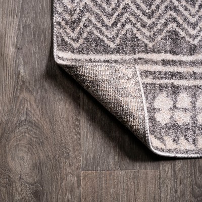 Gray and Ivory Geometric Stripe Rectangular Area Rug