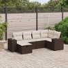 vidaXL 6 Piece Patio Sofa Set with Cushions - Brown and Cream without Storage - 2 of 4